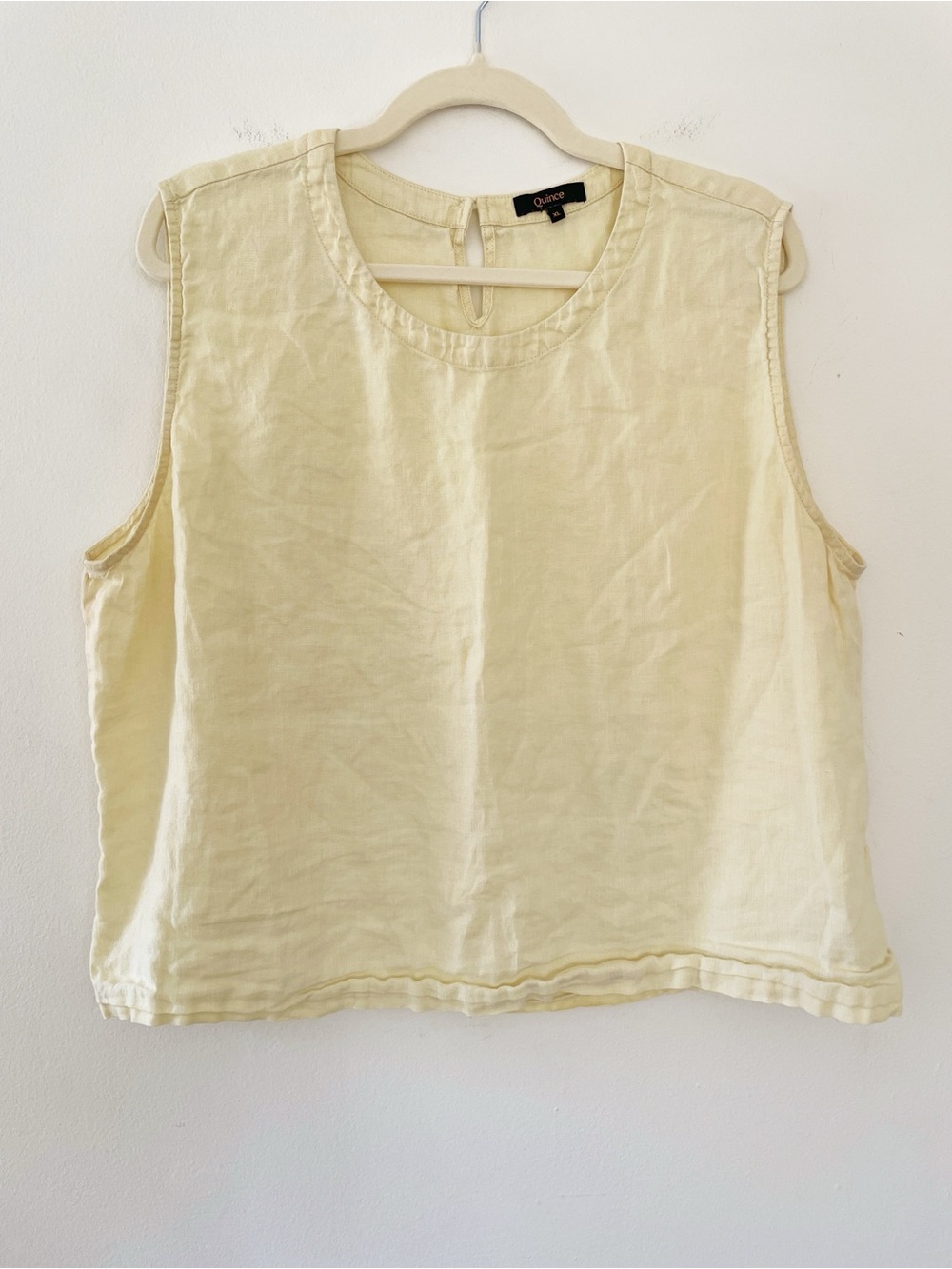Quince Butter Yellow Linen Tank Top Relaxed Fit Minimalist Natural Fiber size XL